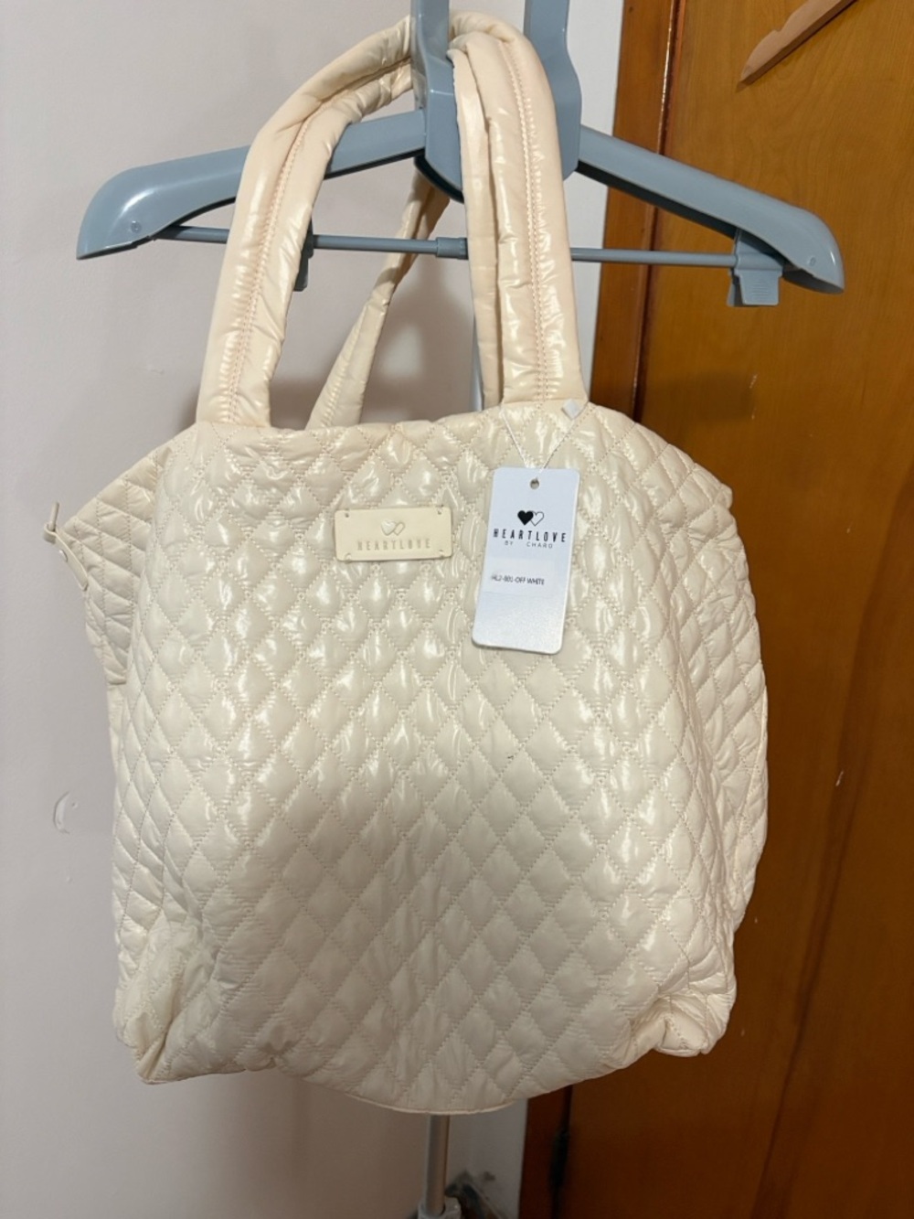 Quilted Cream Travel Bag